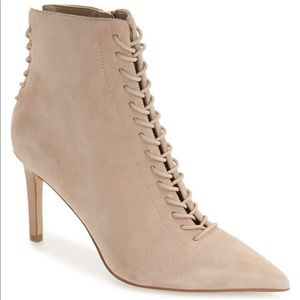 Kendall & Kylie Liza Tan Suede Ankle Booties Size 7-1/2M